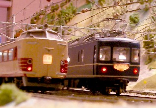 485系特急と並ぶカニ
