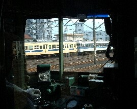 山陽線運転席